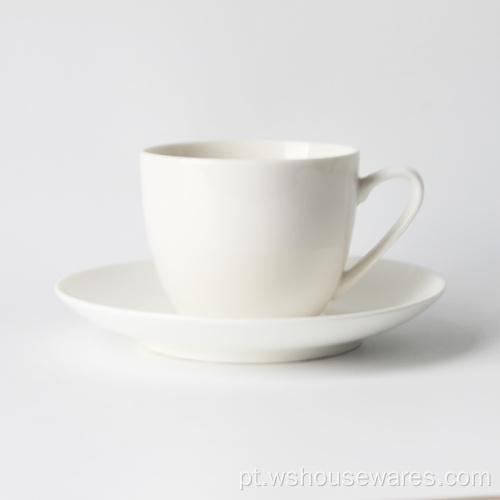 Conjunto de xícara de café bonechina branco puro britânico